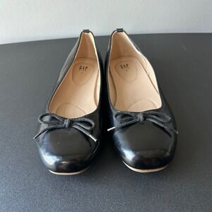 Gap Kids True Black Ballet Flats Bow Accent Slip On Shoes Size 3 774970-01